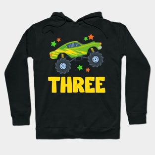 I'm 3 This Is How I Roll Monster Truck 3rd Birthday GIft For Boys Toddler Kid Hoodie